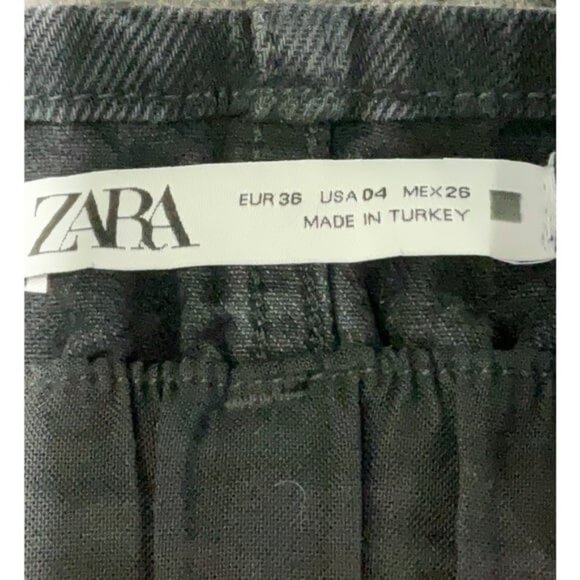 NWT Zara Black High Rise Overall Paper Bag Fit Shorts Size 4 - Picture 3 of 3